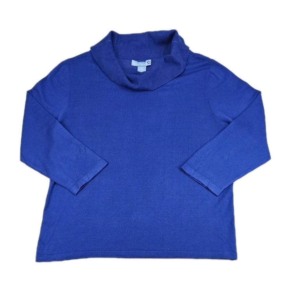 NWT Evan Picone Cowl Neck Sweater Womans XL Lapis Blue Blouse Knit Top JR7YDXCE